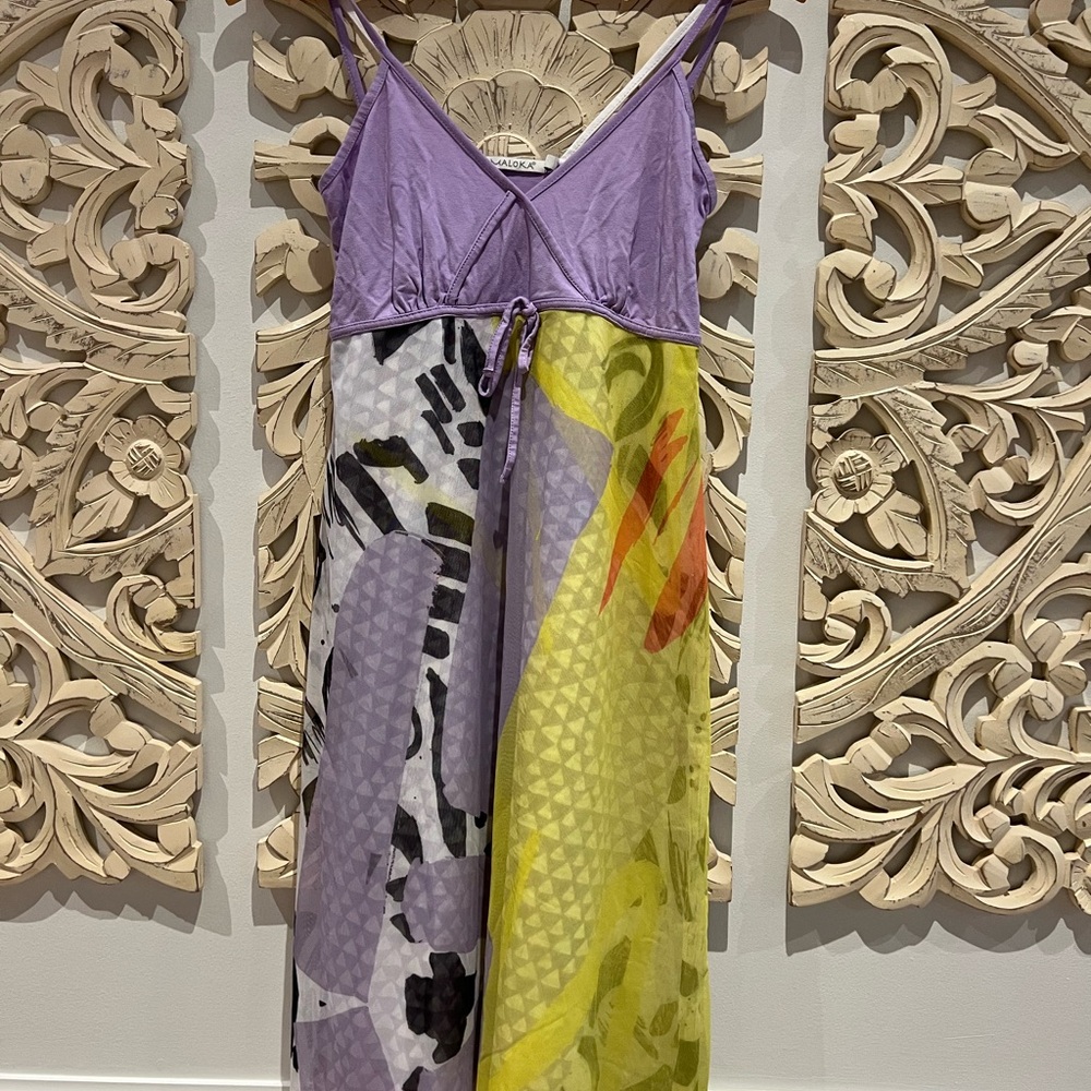 Maloka Purple and Yellow Women's Dress